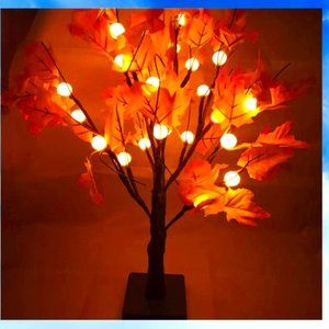22" Maple Tree Light with Pumpkin, LED, Set of 2